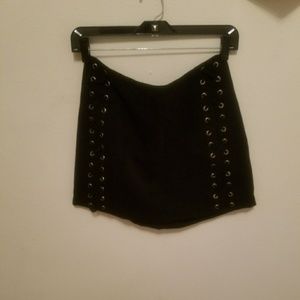 Black lace up mini skirt